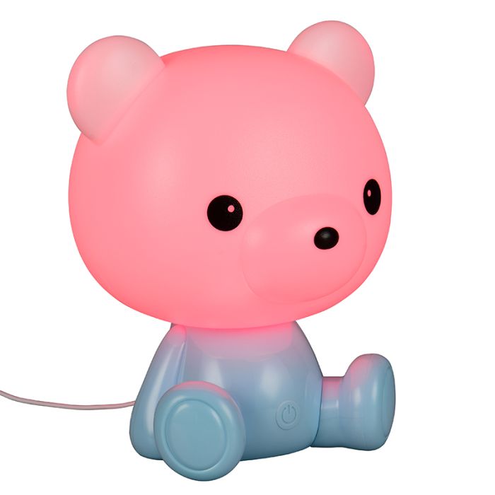Lampe de table pour enfants en plastique bleue, Lumibear, 0,3W, RGB LED, avec interrupteur