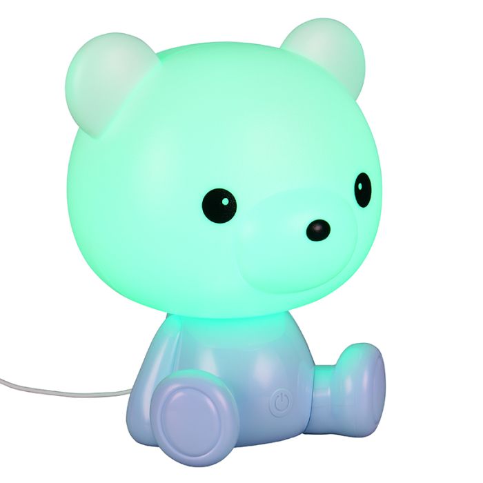 Lampe de table pour enfants en plastique bleue, Lumibear, 0,3W, RGB LED, avec interrupteur