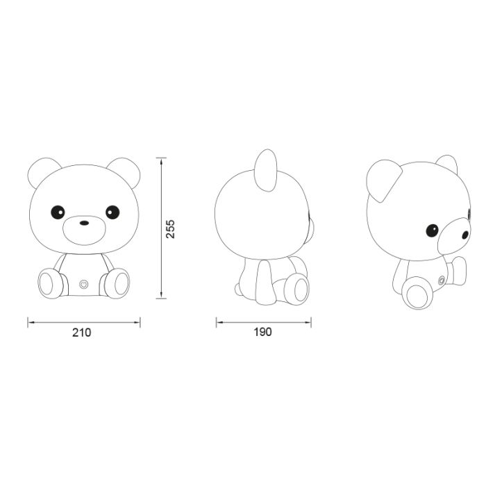 Lampe de table pour enfants en plastique bleue, Lumibear, 0,3W, RGB LED, avec interrupteur