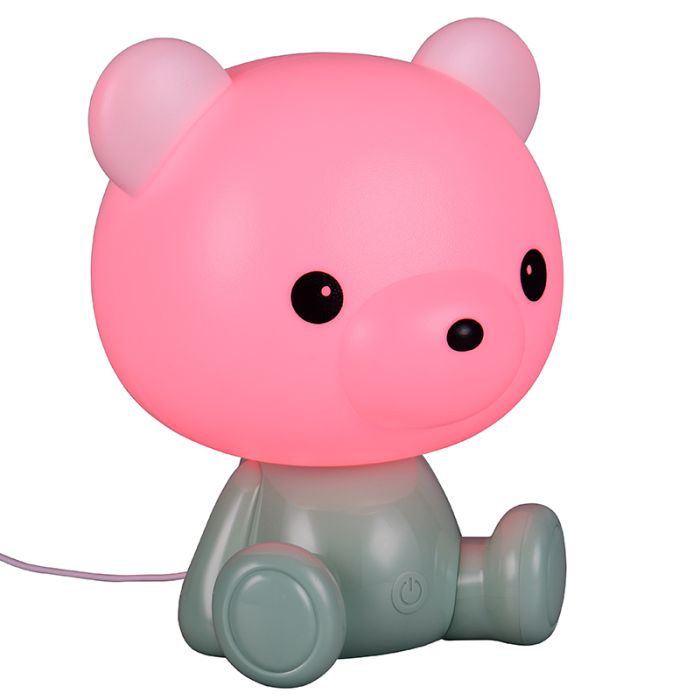 Lampe de table pour enfants en plastique verte, Lumibear, 0,3W, RGB LED, avec interrupteur