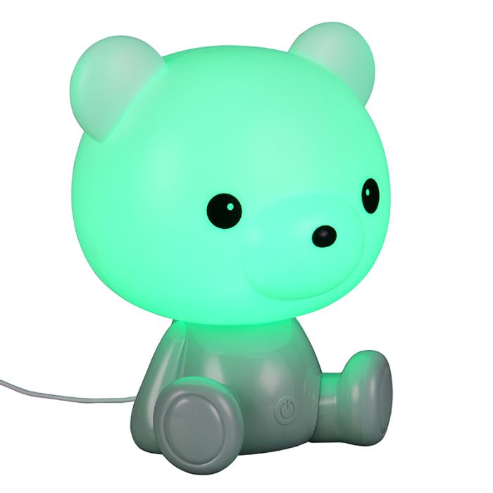 Lampe de table pour enfants en plastique verte, Lumibear, 0,3W, RGB LED, avec interrupteur
