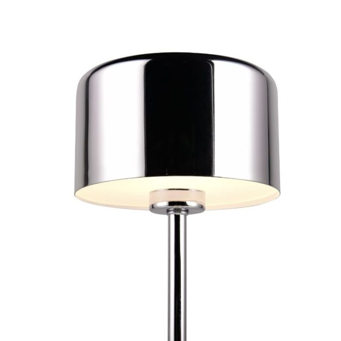 Lampe de table rechargeable moderne chromée, Dustin, 1W, 3000K LED, avec variateur tactile