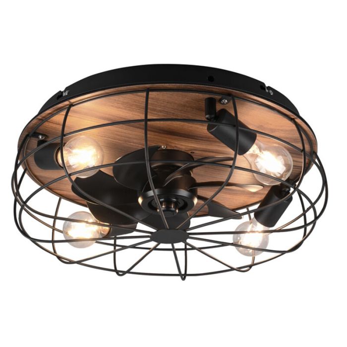Ventilateur de plafond moderne noir, Roberto, avec télécommande