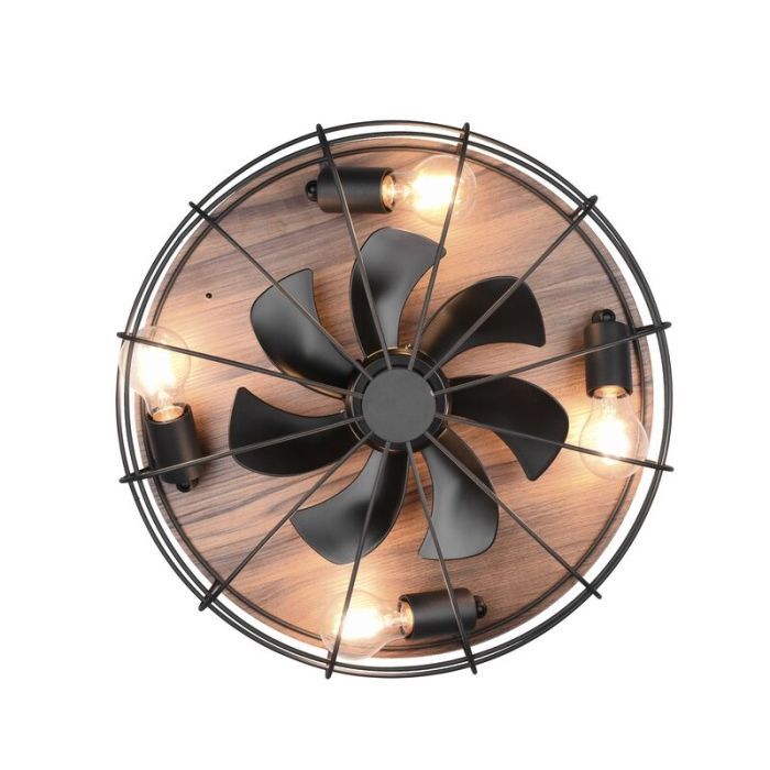 Ventilateur de plafond moderne noir, Roberto, avec télécommande