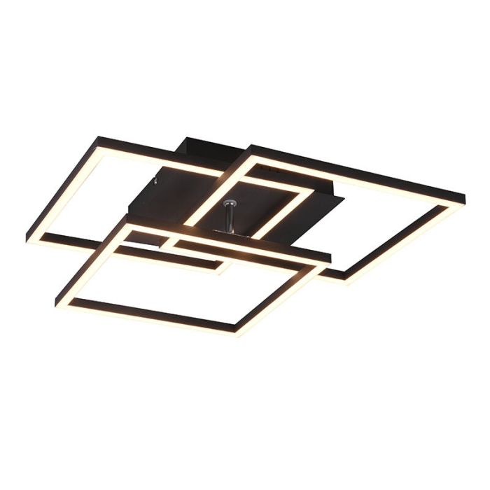 Lampe plafond moderne noire, Bibiana, 28W, blanc chaud à froid réglable LED, avec télécommande