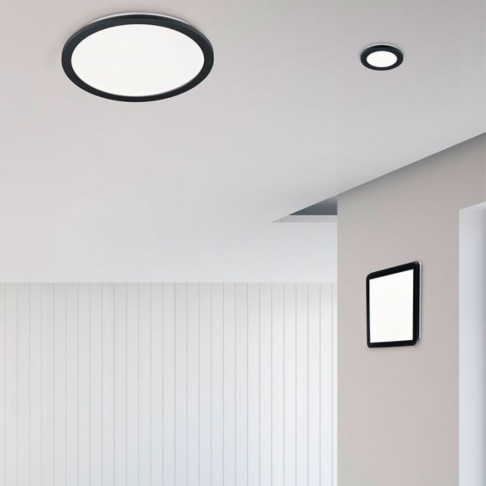 Plafonnier salle de bain moderne noir, Gistrup, 10W, 3000K LED, IP44