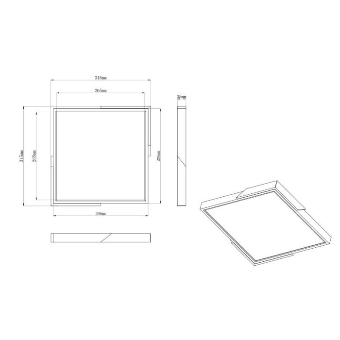 Lampe plafond moderne blanche, Selinde, 20W, 3000K LED, gradable en 3 étapes