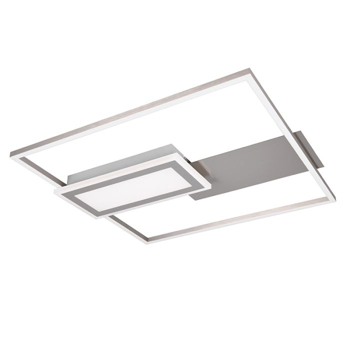 Lampe plafond design nickel, Shun, 32W, blanc chaud à froid réglable LED