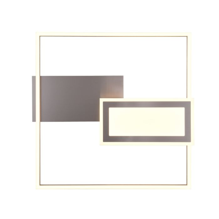 Lampe plafond design nickel, Shun, 32W, blanc chaud à froid réglable LED