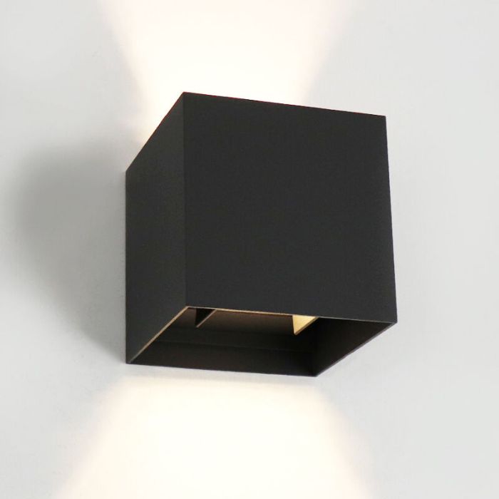 Lot de 10 applique up and down noire moderne, Dion, 6W, 3000K LED, IP65