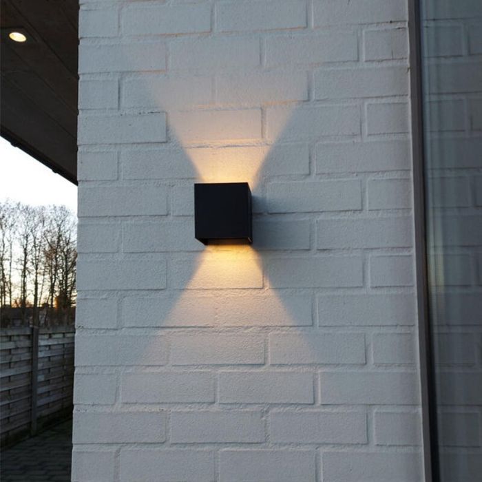 Lot de 10 applique up and down noire moderne, Dion, 6W, 3000K LED, IP65