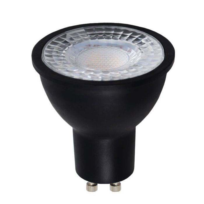 5-pack Noir LED GU10 place Antonie, 3 Watt 2700K (Blanc Chaud)
