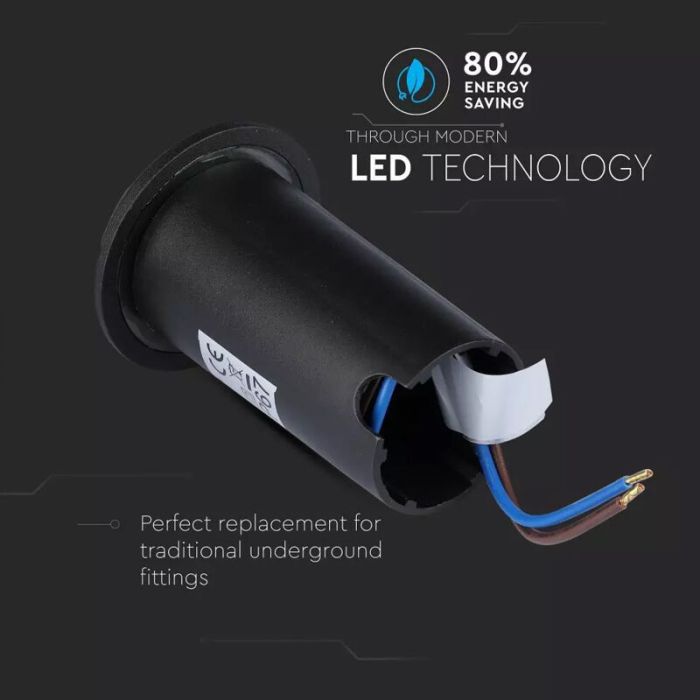 Spot encastré extérieur noir moderne, Marcus, 1W, 6500K LED, IP67