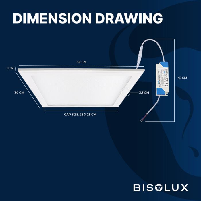 Panneau LED 30x30 cm - Bisolux Master - 12W - 6000K