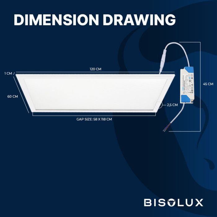 Panneau LED 60x120 cm - Bisolux Master - 60W - 6000K