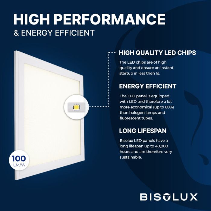 Panneau LED 62x62 cm - Bisolux Master - 38W - 3000K