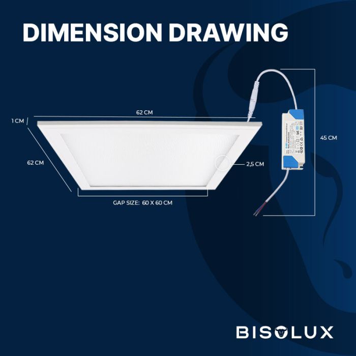 Panneau LED 62x62 cm - Bisolux Master - 38W - 3000K