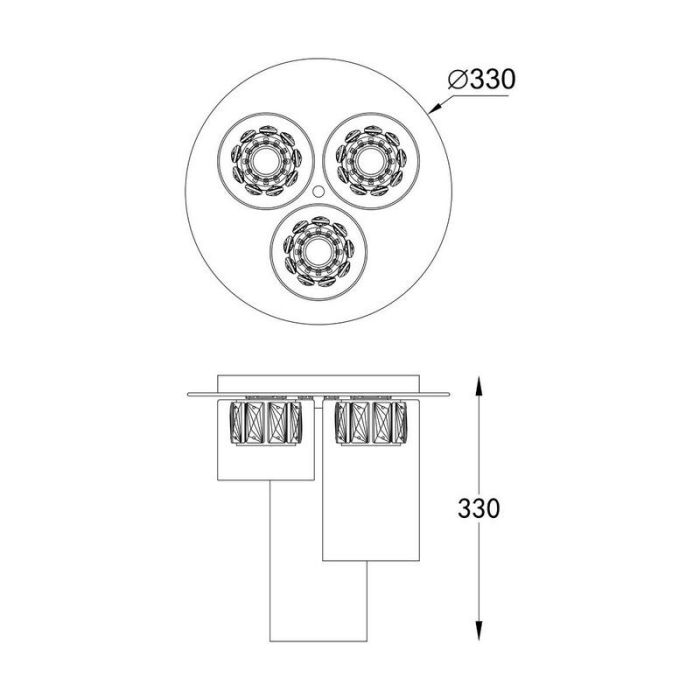 Lampe plafond dorée design, Maxwell, 5W, 3000K LED