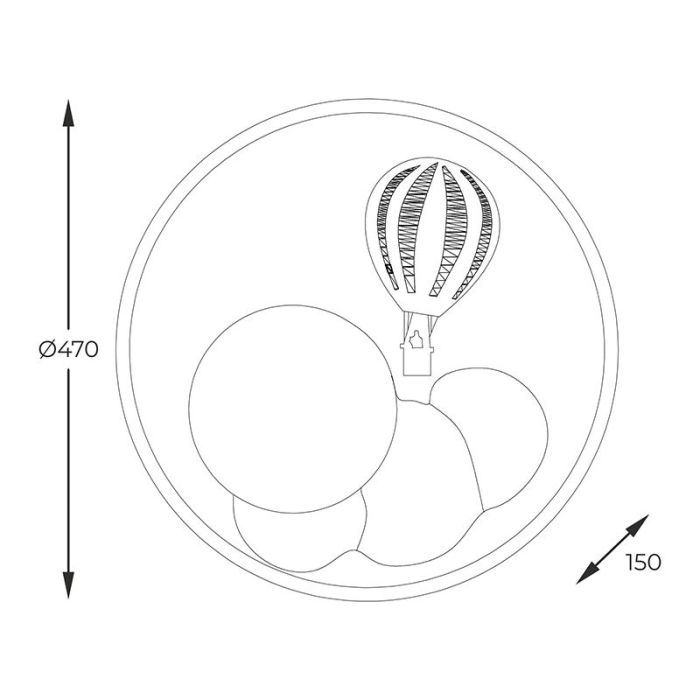 Plafonnier pour enfants bleu en métal, Balloon, 42W, 3000K LED, gradable en 3 étapes