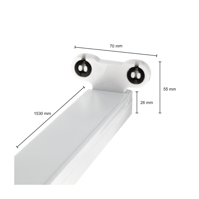 Luminaire fluorescent LED 150 cm - Robo - pour 2 tubes fluorescents - IP22